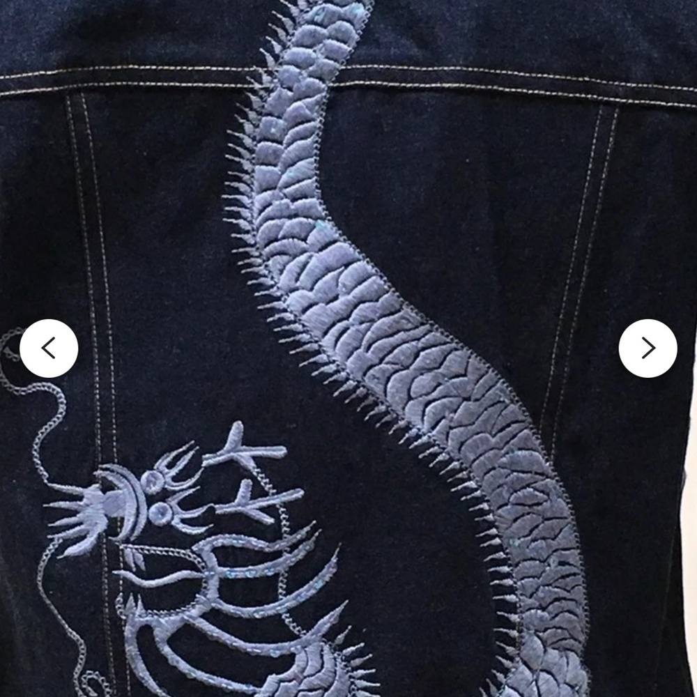 Christine Phillipe Denim Embroidered Sequin Jean Jacket - Picture 6 of 7